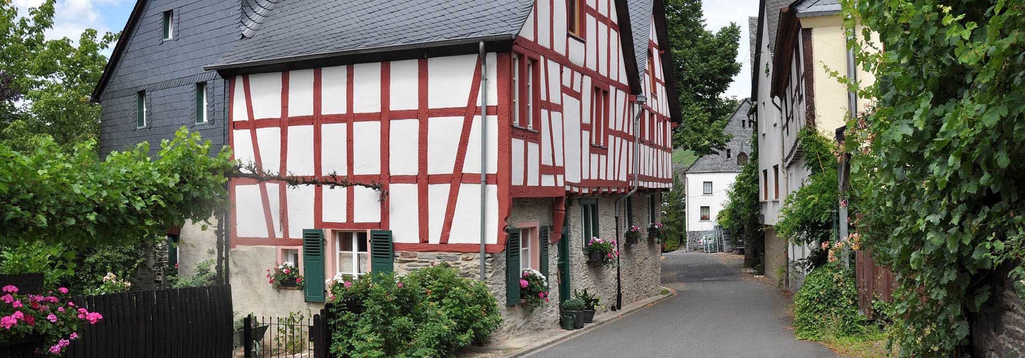 Burg Mosel Fachwerkhäuser